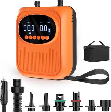 Електричний насос для SUP, каяків, матраців та наметів Mojimdo - 20 PSI, 5 режимів, компактний