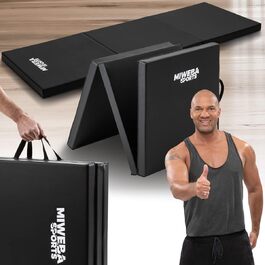 Складаний спортивний гімнастичний мат Miweba GM100 180x60x5 см, нековзкий, для фітнесу, йоги та тренувань, чорний