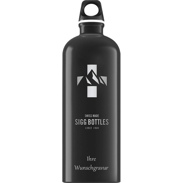 Алюмінієва пляшка SIGG Mountain чорна з індивідуальним гравіюванням і іменем