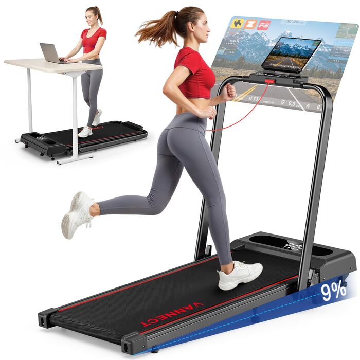 Домашня бігова доріжка Walking Pad 4 в 1 з нахилом 9%, потужність 2.75 HP, швидкість 1-10 км/год, LED-дисплей, дистанційне керування, до 150 кг, портативна