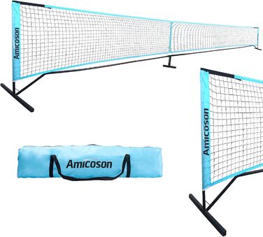 Портативна сітка для піклболу Amicoson 22FT, комплект із сумкою, металевий каркас, міцна PE сітка, стандарт USAPA, для вулиці та приміщень
