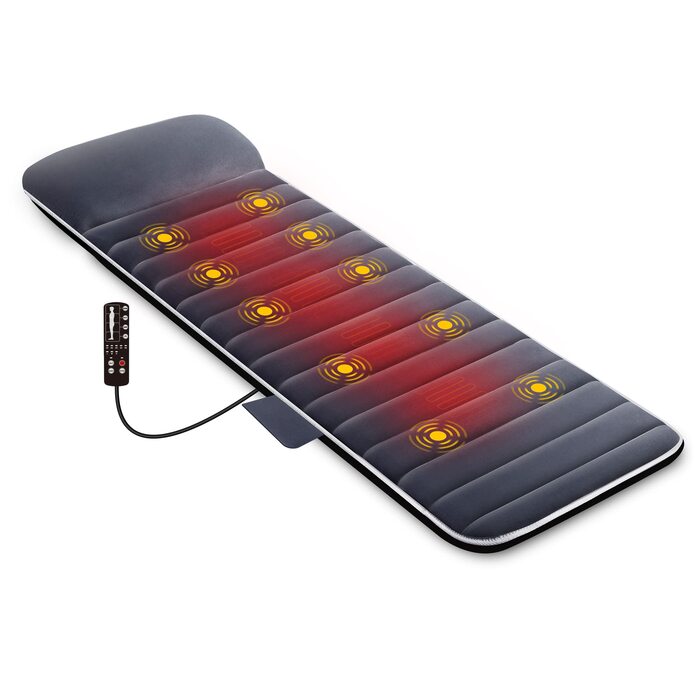 Масажний килимок Snailax з 10 вібраційними моторами та 4 терапевтичними нагрівальними подушками. Зігріваючий масажний килимок для спини та ніг, 175*60*5 см. Чудовий подарунок для чоловіків та жінок