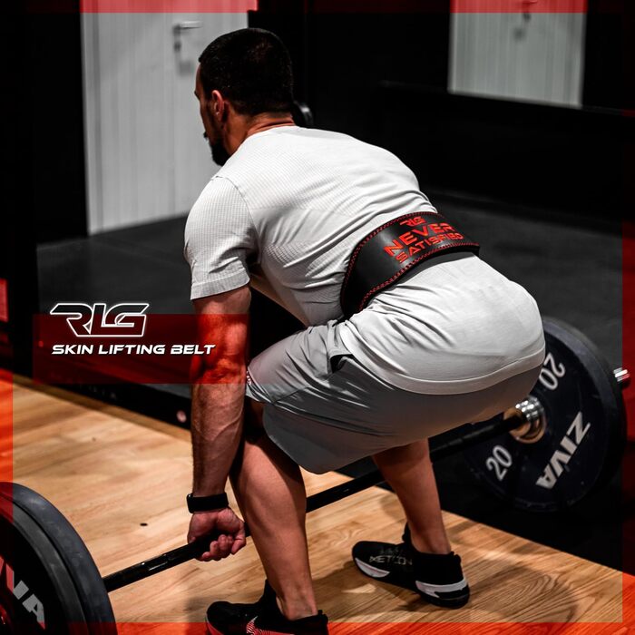 RL Grips® Шкіряний пояс для фітнесу та важкої атлетики — ортопедичний тренувальний пояс для спини, для пауерліфтингу, бодібілдингу, кросфіту, з м'якою підтримкою попереку