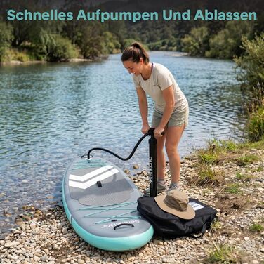 Надувний SUP дошка SereneLife 84x32 см до 160 кг для дорослих - комплект з веслом, насосом, рюкзаком