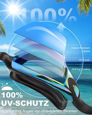 Окуляри для плавання Zerhunt для чоловіків, жінок, дітей. Антизапарні, з захистом від УФ. Окуляри для дайвінгу та водного спорту. Подарунок для чоловіків, жінок, дівчаток та хлопчиків 10+