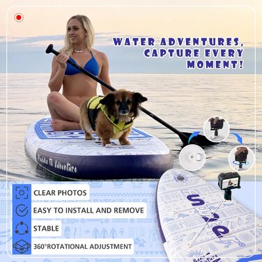 Надувний SUP Борд FunWater 10'6'–11'6' для всіх рівнів підготовки, з антиковзким EVA-деком, веслом, насосом та аксесуарами. Колір: блакитний/білий