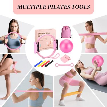 Набір для пілатесу Jazcimdo 10 в 1: м'яч, кільце та аксесуари для дому. Ідеально для жінок, йоги та фітнесу.