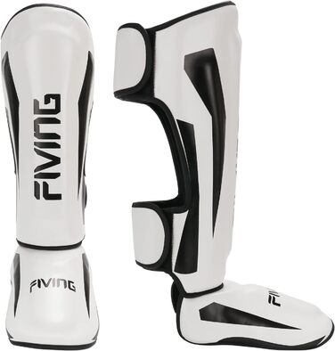 Шини для ніг FIVING MMA з захистом зап'ястя, регульовані, з підкладкою, для Муай Тай, Кікбоксингу та MMA, білі, XL