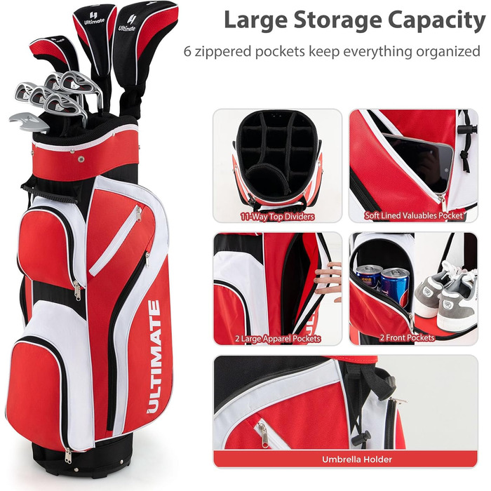 LIFEZEAL Комплект жіночого гольф-сета: ключки, сумка, драйвер, фейрвей, гібрид, айрон (6-9, P), паттер