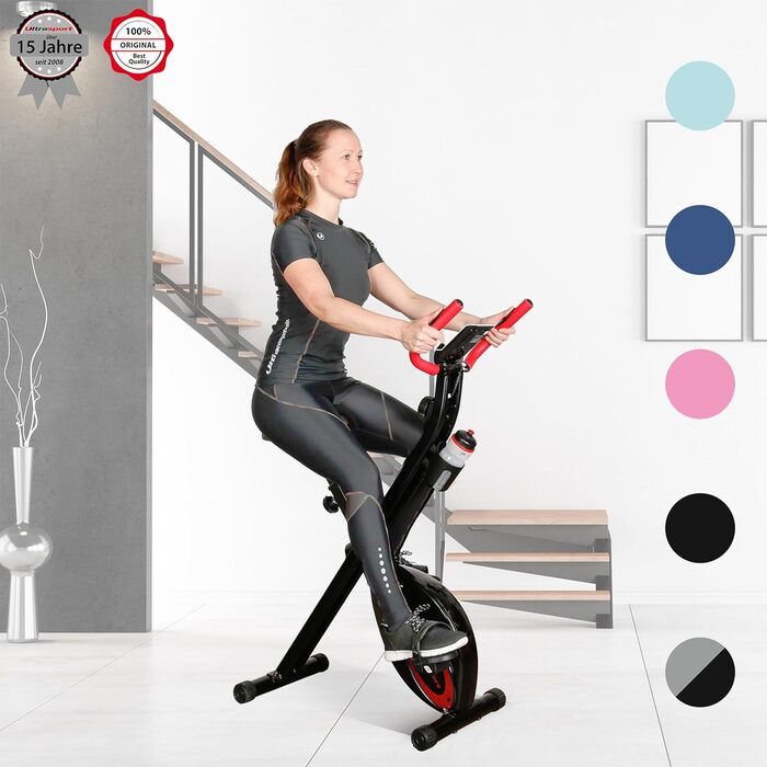 Велотренажер Ultrasport F-Bike/F-Rider Basics, складаний, LCD-дисплей, регульоване навантаження, сенсори пульсу, для дому, для спортсменів і літніх людей