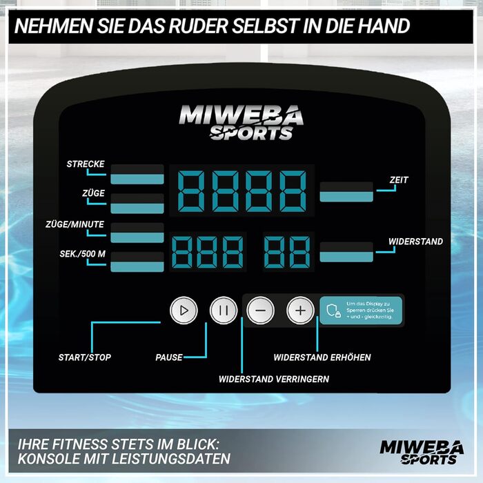 Гребний тренажер Miweba Sports MR100 для дому, складаний, магнітна система, 6 рівнів навантаження
