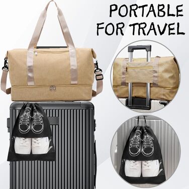 Спортивна сумка YOUYIKE для жінок та чоловіків 20-35Л з відділенням для взуття та вологих речей, дорожня сумка-вікендер для фітнесу, тренувань та подорожей (Коричневий/Жовтий)