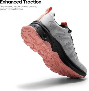 Жіночі трекінгові черевики NORTIV 8 з швидкою шнурівкою - легкі туристичні черевики для кемпінгу та відпочинку (37 EU, сірий, рожевий)