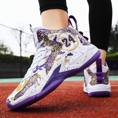 Кросівки баскетбольні чоловічі/жіночі, спортивні, для ходьби, легкі, з антиковзаючою підошвою, зносостійкі, 36-45 EU (38 EU, білий/фіолетовий)
