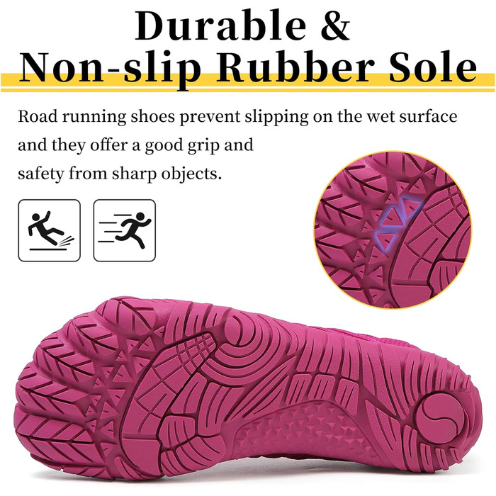 Босижні кросівки для жінок та чоловіків. Широкі босижні кросівки для бігу, трейлраннінгу, фітнесу. Zero-Drop підошва, кросівки з широкою передньою частиною. Легкі, дихаючі, комфортні, антиковзкі. Розміри 36-46 EU (36 EU, Рожево-червоний)