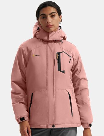 Жіноча водонепроникна гірськолижна куртка GEMYSE Winddichte Feece Outdoor-Winterjacke з капюшоном, коралловий рожевий (XXL)