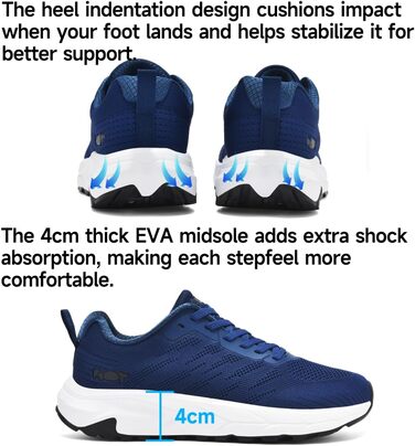 Кросівки для бігу широкі чоловічі/жіночі, зручні, дихаючі, спортивні, розмір 37-47 (41 EU, блакитні)