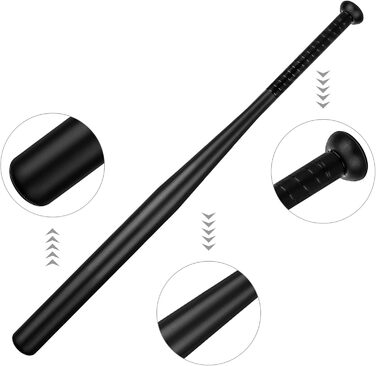 Бейсбольна бита сталева – 82 см, з неслизькою ручкою для спорту, відпочинку та безпеки, міцна та довговічна для дорослих та підлітків, легований сталь 1030 г, чорна