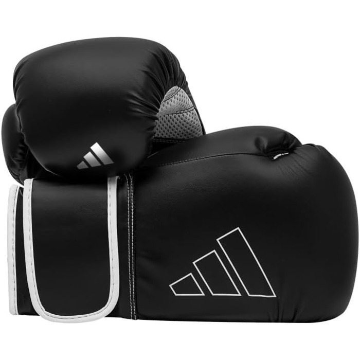 Боксерські рукавички adidas Hybrid 80 16oz для боксу, MMA, кікбоксингу, тренувань, чорні/білі, унісекс
