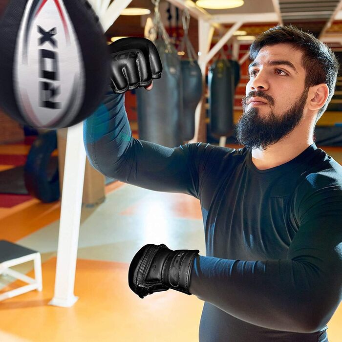 Професійні MMA рукавички RDX чорні XL, шкіра Maya Hide, для тренувань, греплінгу, спарингу, кікбоксингу, муай-тай, боксу, з підкладкою, чоловічі
