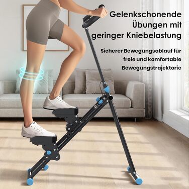 Вертикальний степер Mdeam для дому з широким кроком, складаний, з ручками, для кардіотренувань, чорний