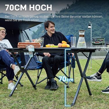 Складаний туристичний стіл EVER ADVANCED 120x70 см, алюміній, 100 кг, для кемпінгу, пікніка, саду, балкону, білий/темно-сірий