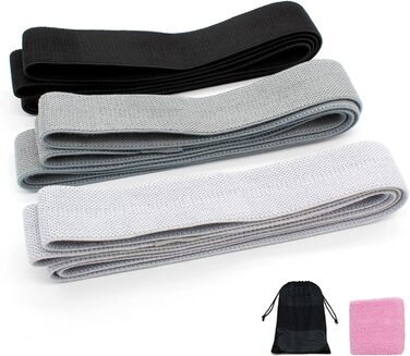 Стрічки для фітнесу з тканини, тренувальні стрічки для пілатесу, набір 3 шт. Стійкі до ковзання, спортивні стрічки для фітнесу, силові тренування, стрічки опору, сірі, темно-сірі, чорні
