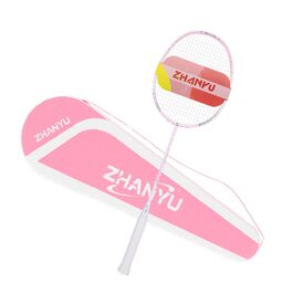 Ракетка для бадмінтону Profi 100% карбон, ультралегка, для тренувань та розваг, в комплекті з чохлом (рожева)