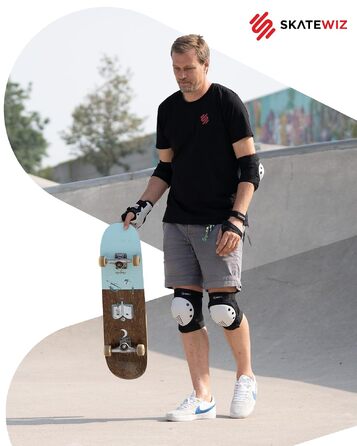 Захисний комплект SKATEWIZ SMASH для дітей (наколінники та налокітники) для роликів та скейтбордингу, розмір S, чорно-білий
