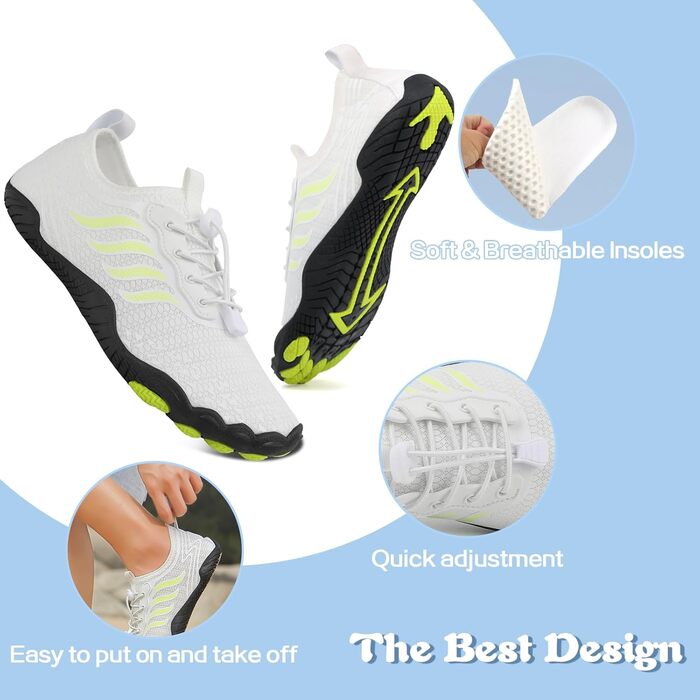 Чоловічі та жіночі аквашузи для плавання та серфінгу, швидко сохнуть, розмір 40 EU, білі