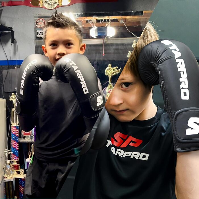 Боксерські рукавички Starpro для дітей 6-10 років - захист рук, 6oz, чорний