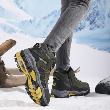 Зимові чоботи ASTERO для хлопчиків 31-38, снігоступи, дитячі черевики для походів з металевими шипами, утеплені, нековзні (A Grün, 31 EU)