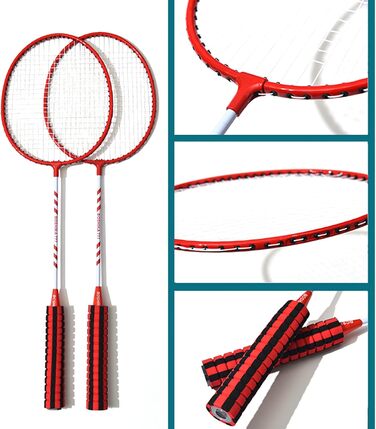 Набір для бадмінтона Carbon Profi: 2 ракетки, сітка, м'ячики, сумка (червоний)