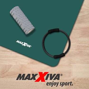 Гімнастичний килимок MAXXIVA 190x100 см, нефритовий, фітнес-мат для йоги, без фталатів, нековзний, з ременем для перенесення
