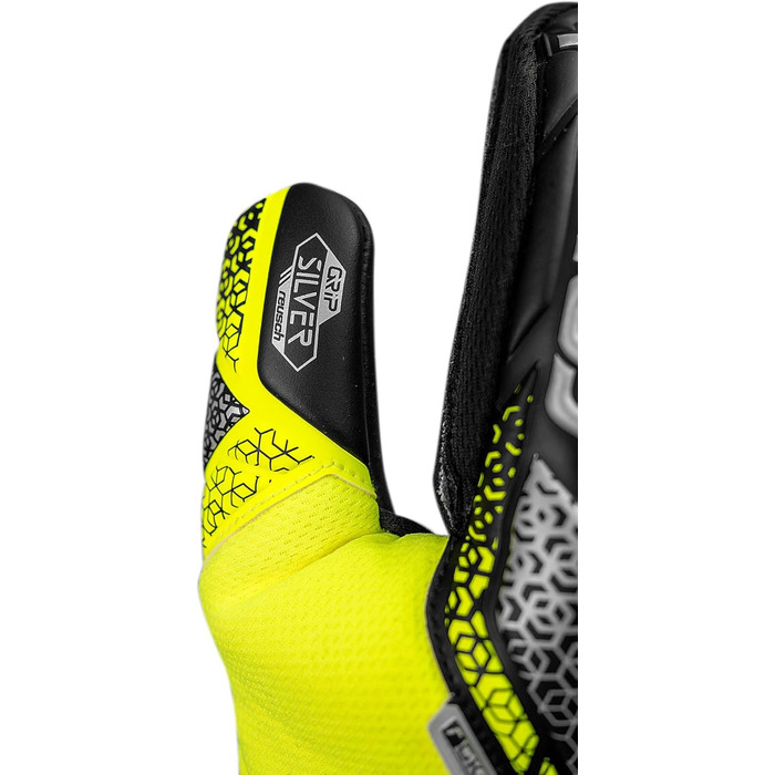 Воротарські рукавички Reusch Attrakt Silver - дихаючі, для чоловіків та жінок, жовто-сріблясті-чорні, розмір 10.5