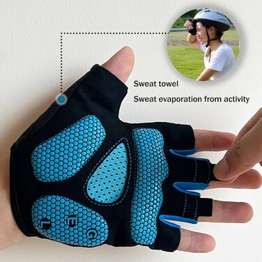 Велосипедні рукавички для чоловіків та жінок літні, для гірського велосипеда, шосе, піших прогулянок та альпінізму (блакитні, XL)