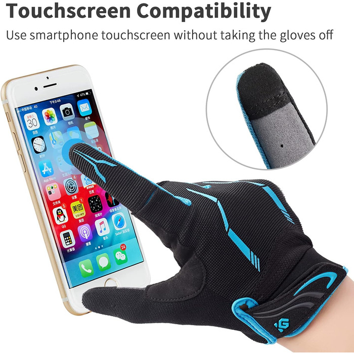 Велосипедні рукавички Vofinger для чоловіків та жінок, MTB, сенсорний екран, синій (S)