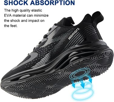 Кросівки для бігу Hitmars для чоловіків: спортивні, легкі, дихаючі, для вулиці, фітнесу та відпочинку. Розміри EU 39-46 (Чорний/Білий)