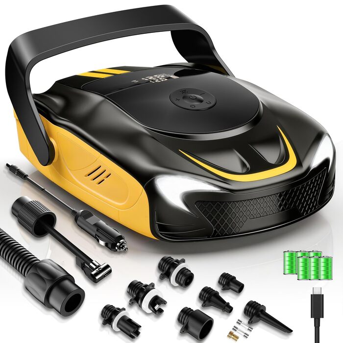Насос електричний для SUP дошки з акумулятором 50PSI: помпа для накачування SUP, каяка, повітряних куль, матраців з LED-підсвіткою
