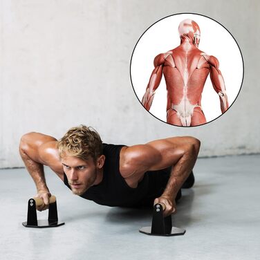 5BILLION Ручки для віджимань Push Up Bars - тренажер для дому, підтримка м'язів спини та рук, піна (чорний), сталь + дерево