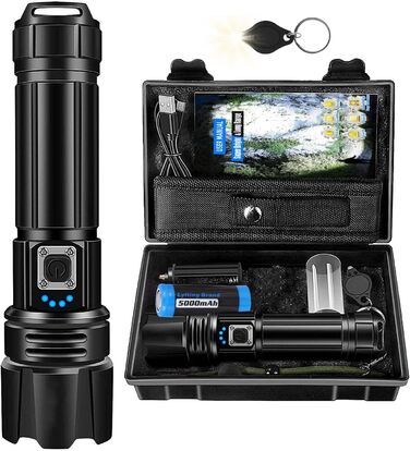 Ліхтар LED Azyvum P70-kit: надпотужний, 1000000 люмен, тактичний, водонепроникний IP67, 5 режимів, для кемпінгу, риболовлі, туризму та надзвичайних ситуацій