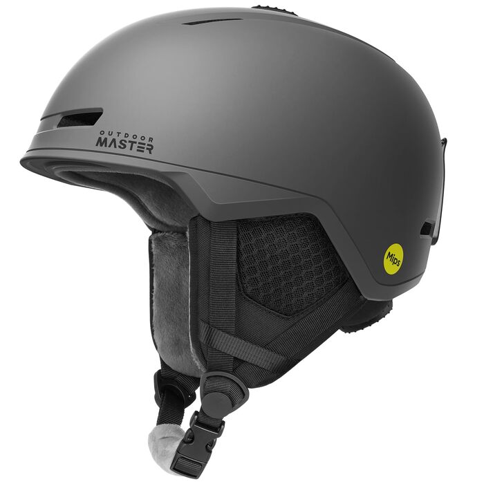 Шолом для гірських лиж та сноуборду OutdoorMaster MIPS з системою вентиляції, полікарбонат та EPS, сірий, розмір S