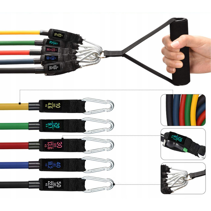 Набір фітнес-резинок Fitli XC10-PB5SET (5 шт.), навантаження 4,6 – 22,8 кг