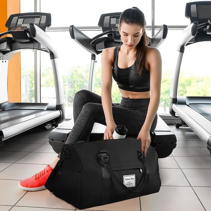 Спортивна сумка Flintronic, дорожня сумка, сумка-мішок з відділенням для взуття та мокрих речей, водонепроникна, для подорожей та спорту, чорна