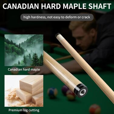 Більярдний кий Horse Billiard з наконечниками 13 мм, 147 см, 2 рукавички та крейда, для дорослих, акорн/осін