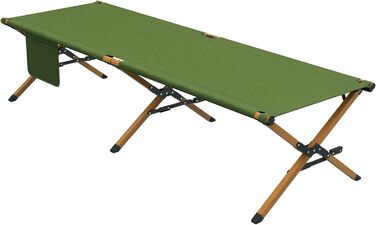 Розкладне ліжко для кемпінгу Outsunny - 196x64x45 см, до 200 кг, темно-зелене. Ідеально для відпочинку на природі, вдома та в саду.