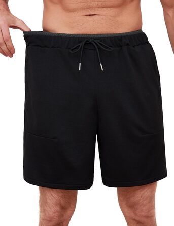 Чоловічі спортивні шорти Soer Activewear з кишенями та блискавкою, бавовняні шорти для бігу та відпочинку, чорні (XL)