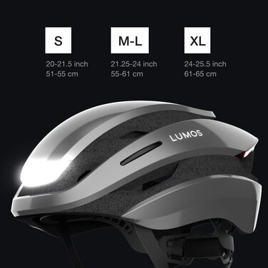 Lumos Ultra Smart-Шолом: велосипедний шолом з LED-ліхтарями, поворотниками, стоп-сигналами та Bluetooth | M-L (54-61 см) | Сірий | MIPS