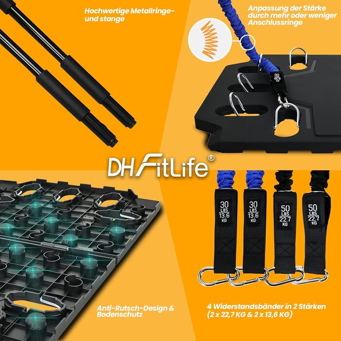DH FitLife комплект для домашнього тренування: складані фітнес-тренажери, еспандери, обладнання для силових вправ, портативний домашній спортзал