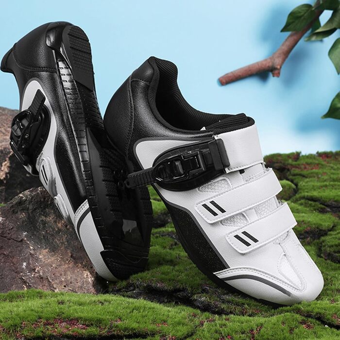 Велосипедні черевики MTB для чоловіків та жінок, сумісні з SPD, з шипами, білі